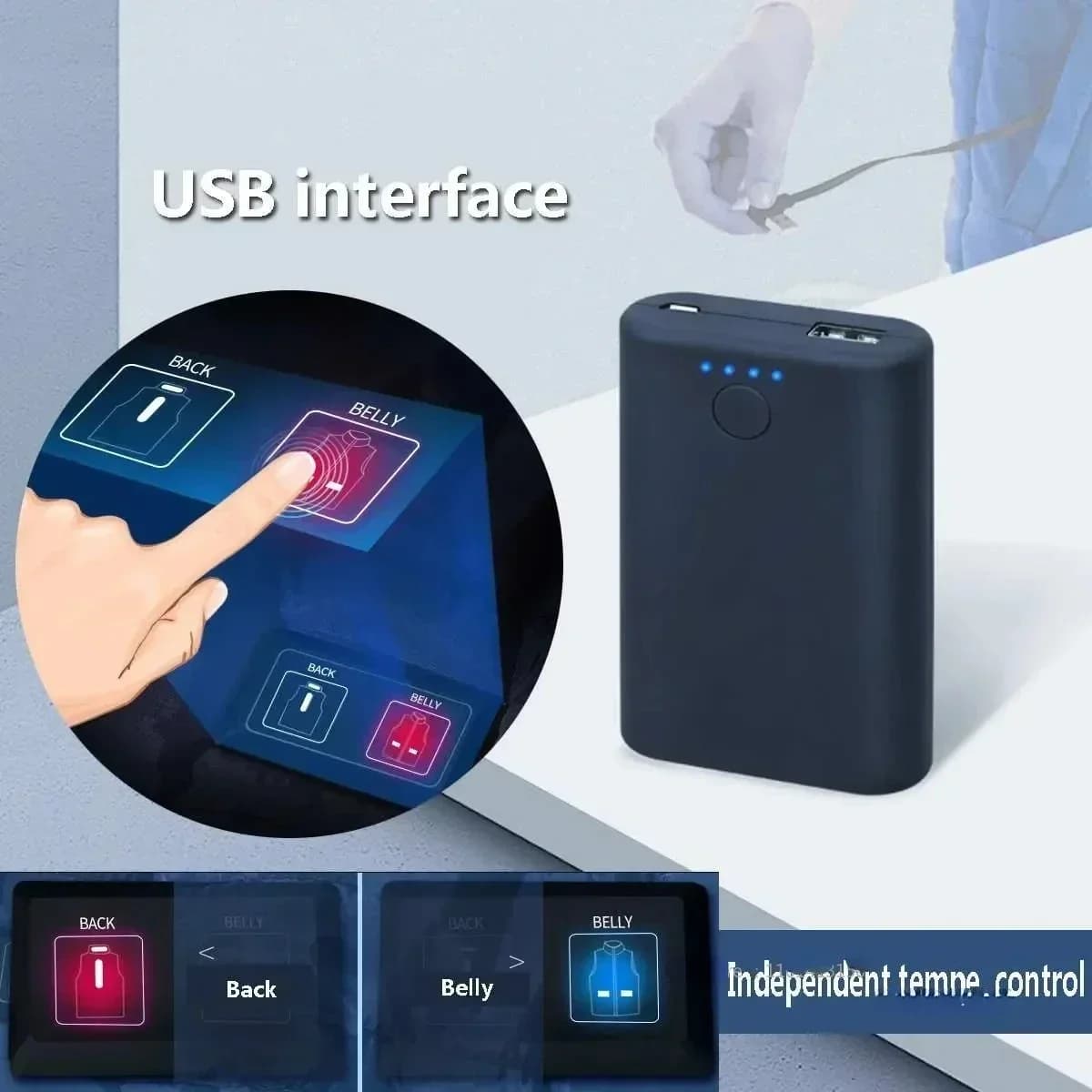 Veste chauffante homme et femme électrique USB pour randonnée hiver chauffage corporel 6XL