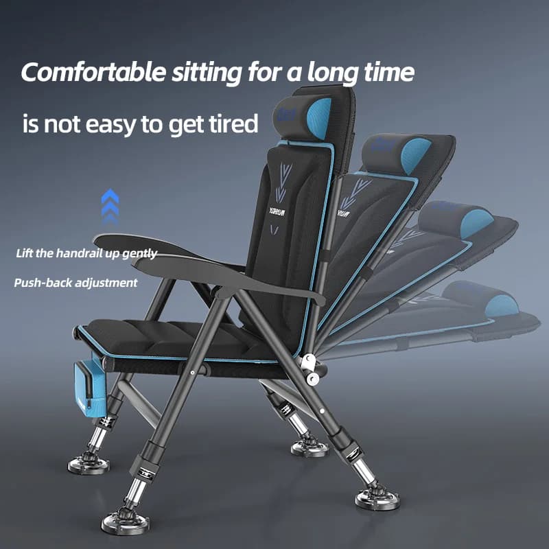 Fauteuil pêche pliant confortable à pieds télescopiques léger camping activités extérieures