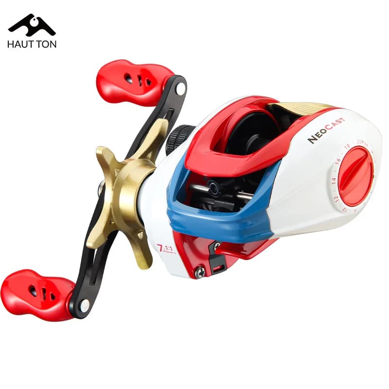 Moulinet baitcasting HAUT TON NC200 7.1:1 pour pêche eau douce et mer - 5KG de frein ultraléger