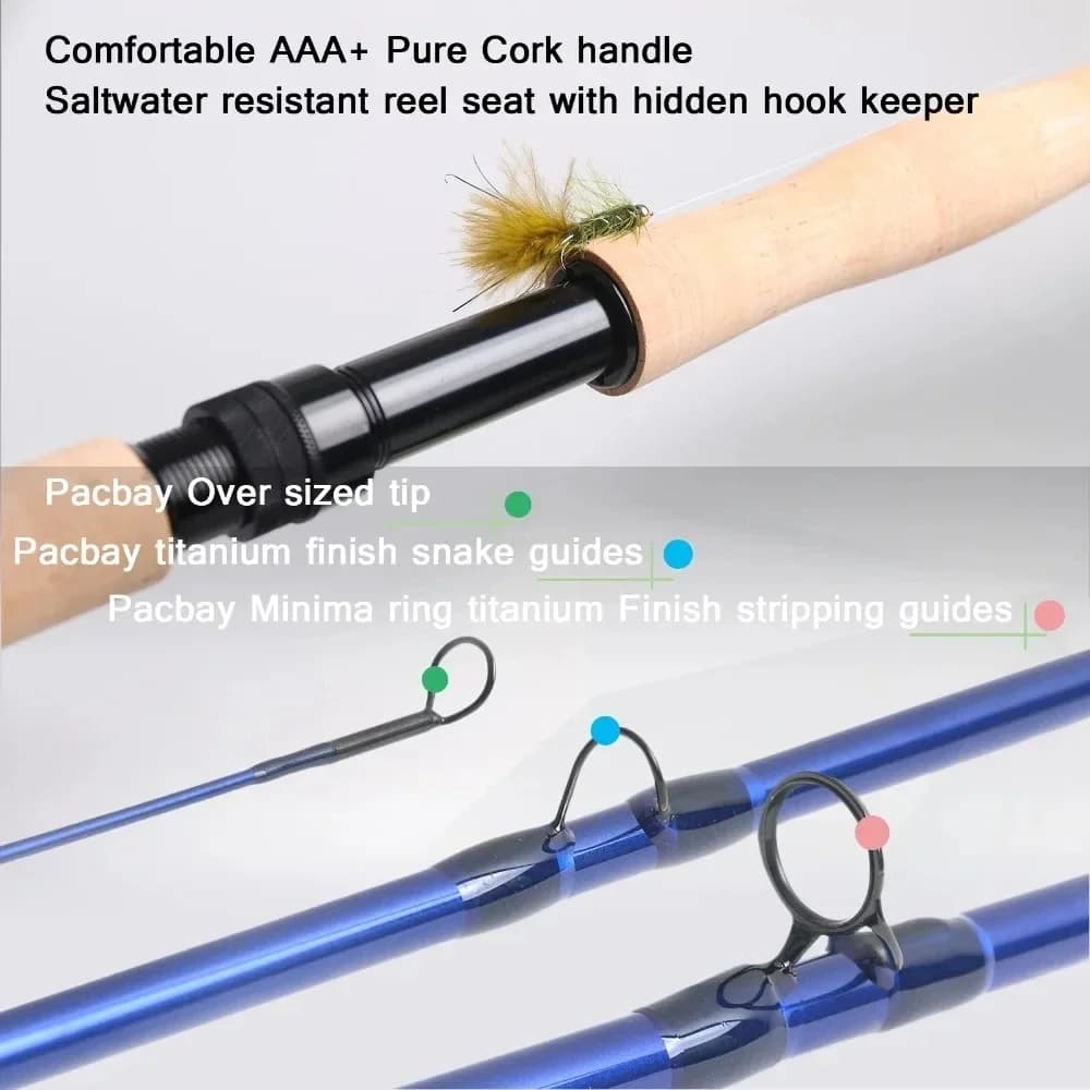 Canne à mouche MAXIMUMCATCH 9ft 8-12WT carbone haute densité 30T - canne 4 brins pêche prédateur mer