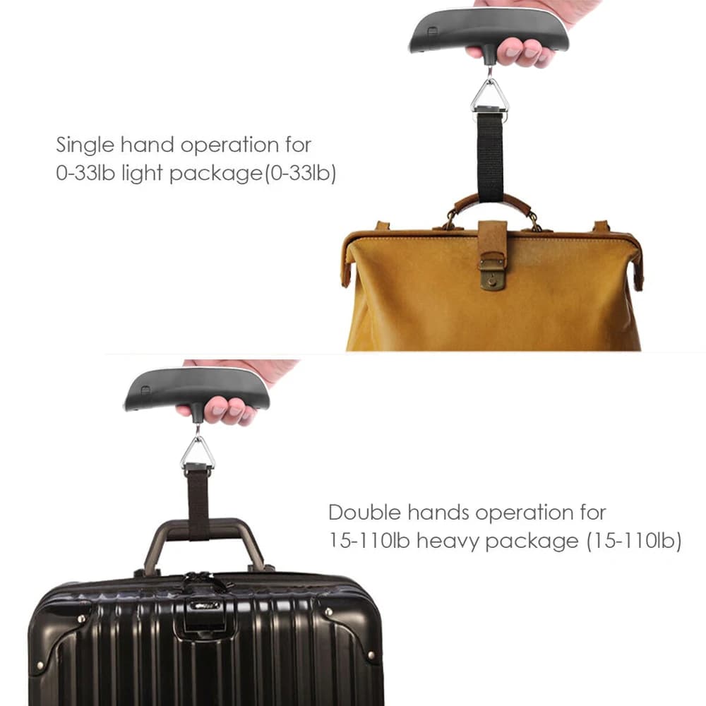 Pèse-bagages numérique 50kg LCD portable pour valises et équipement de pêche voyage
