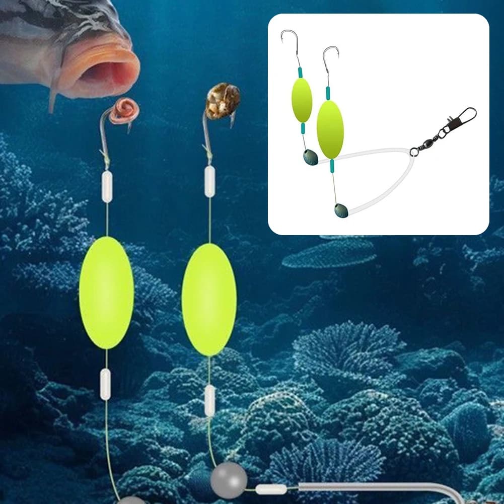 Bas de ligne pêche surf casting avec flotteurs et hameçons sans ardillon pour pêche en mer et eau douce