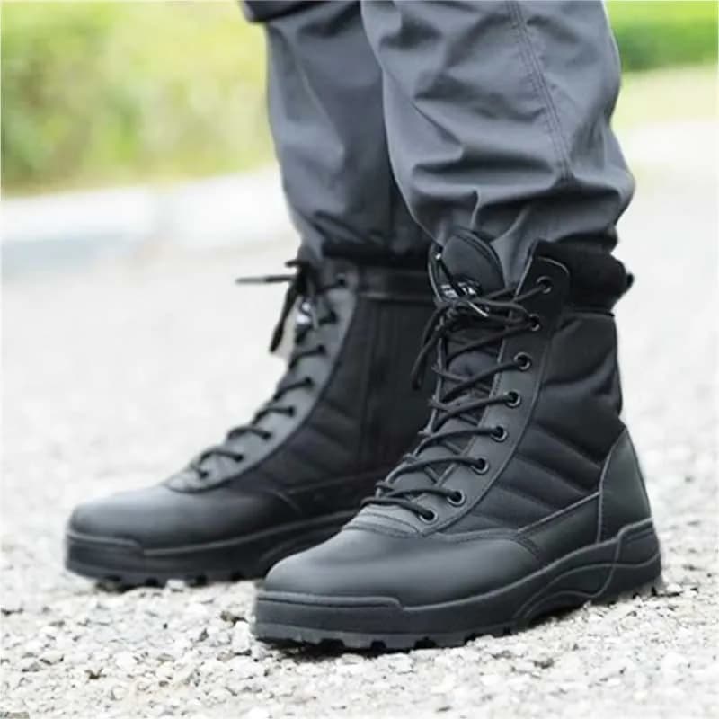 Bottes de pêche militaires hautes - Chaussures de randonnée imperméables semelle caoutchouc pour pêche et camping