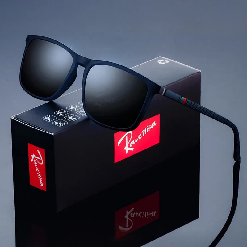 Lunettes de soleil polarisées carrées fashion pêche homme - marque designer luxe conduite UV400