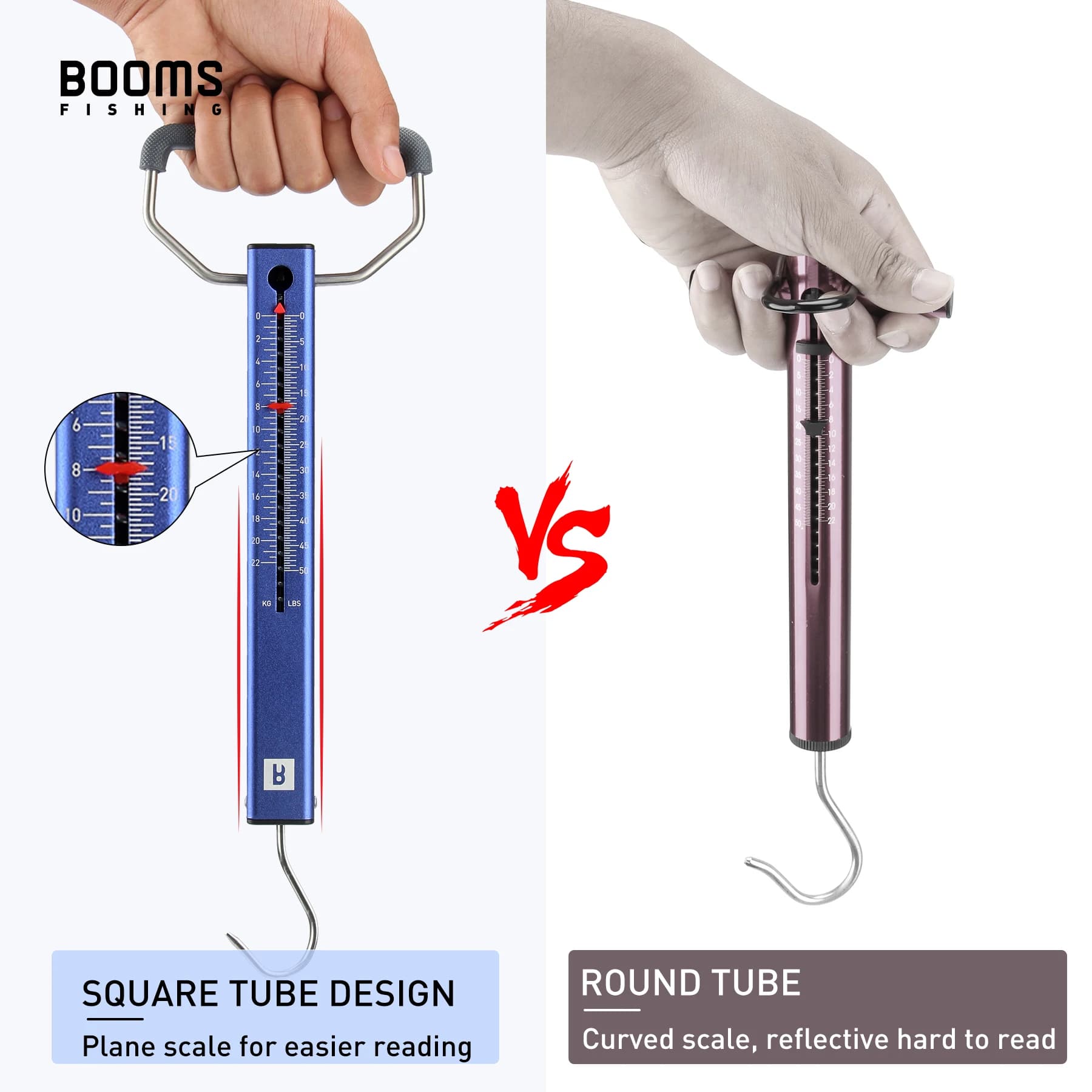 Balance à ressort TS2 pour pêche - Tube aluminium carré avec crochet inox 1kg-22kg précision