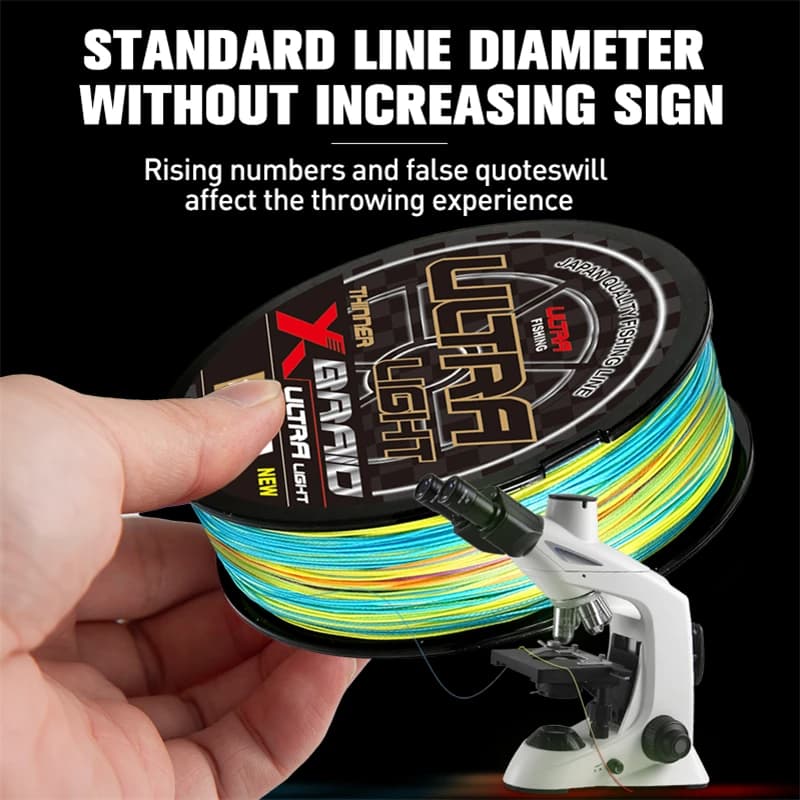 Ligne de pêche PE multifilament 8 brins ZUKIBO ULTRA LIGHT, très fluide et incolore, pour pêche