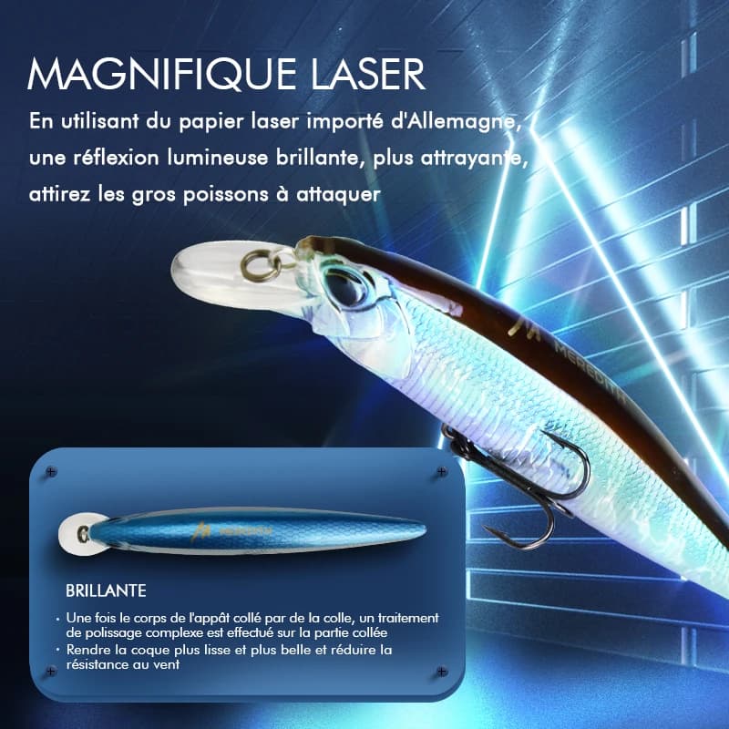 Leurre de pêche flottant MEREDITH JERK MINNOW 100F 14g, leurre dur minnow professionnel pour pêche en