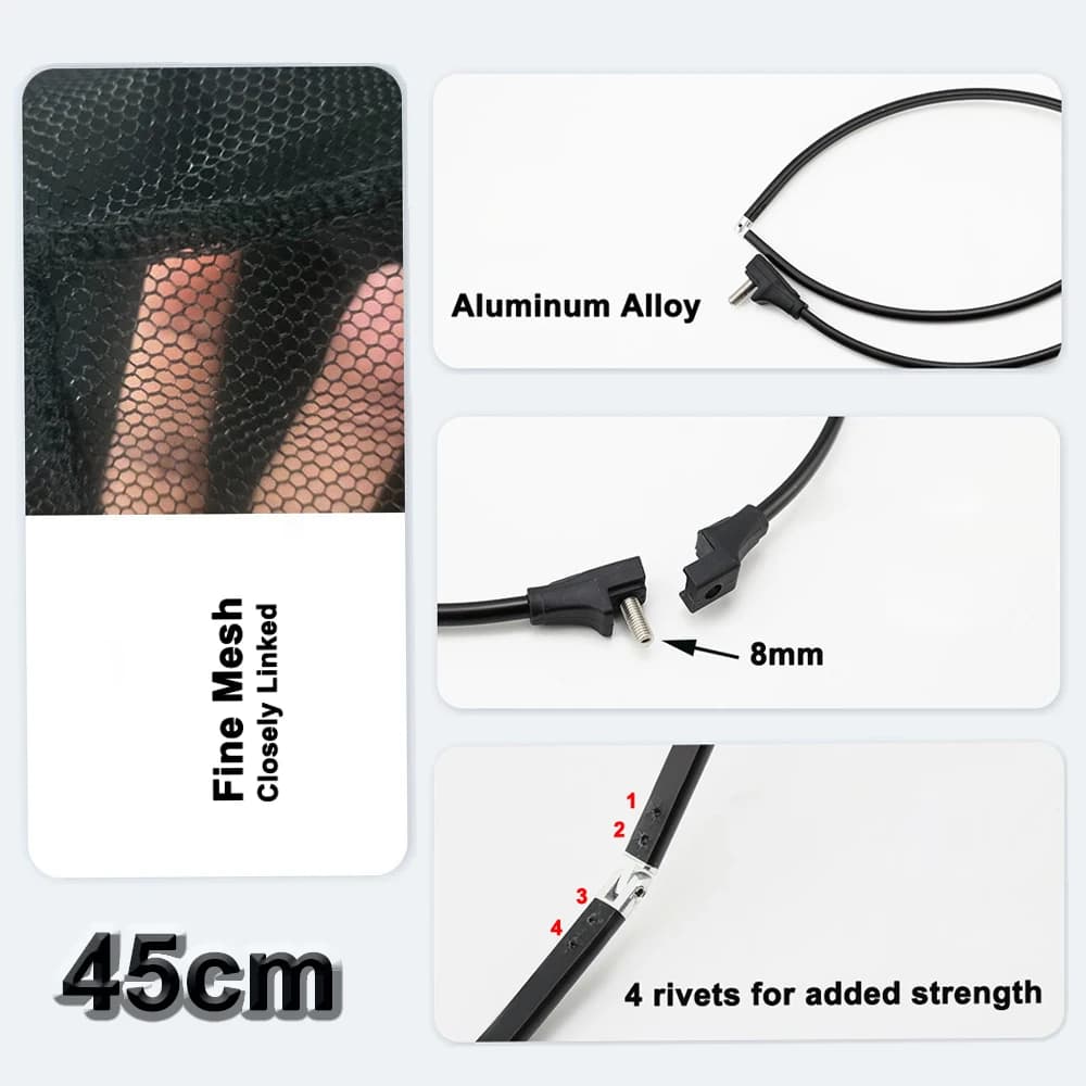 Filet débarquement MBLN 328cm ultra-léger 414g portable manche carbone tête aluminium alliage pêche