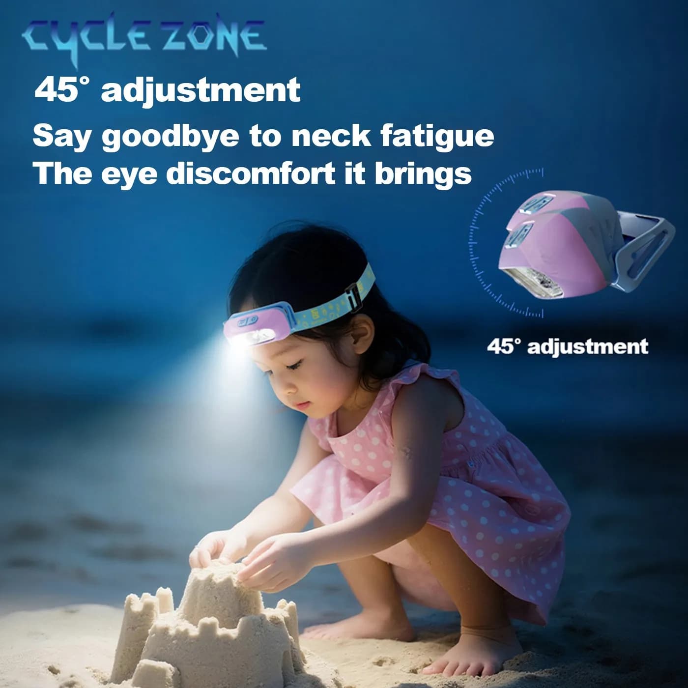 Lampe frontale enfant avec capteur de mouvement - Rechargeable Type-C pour pêche et activités extérieures