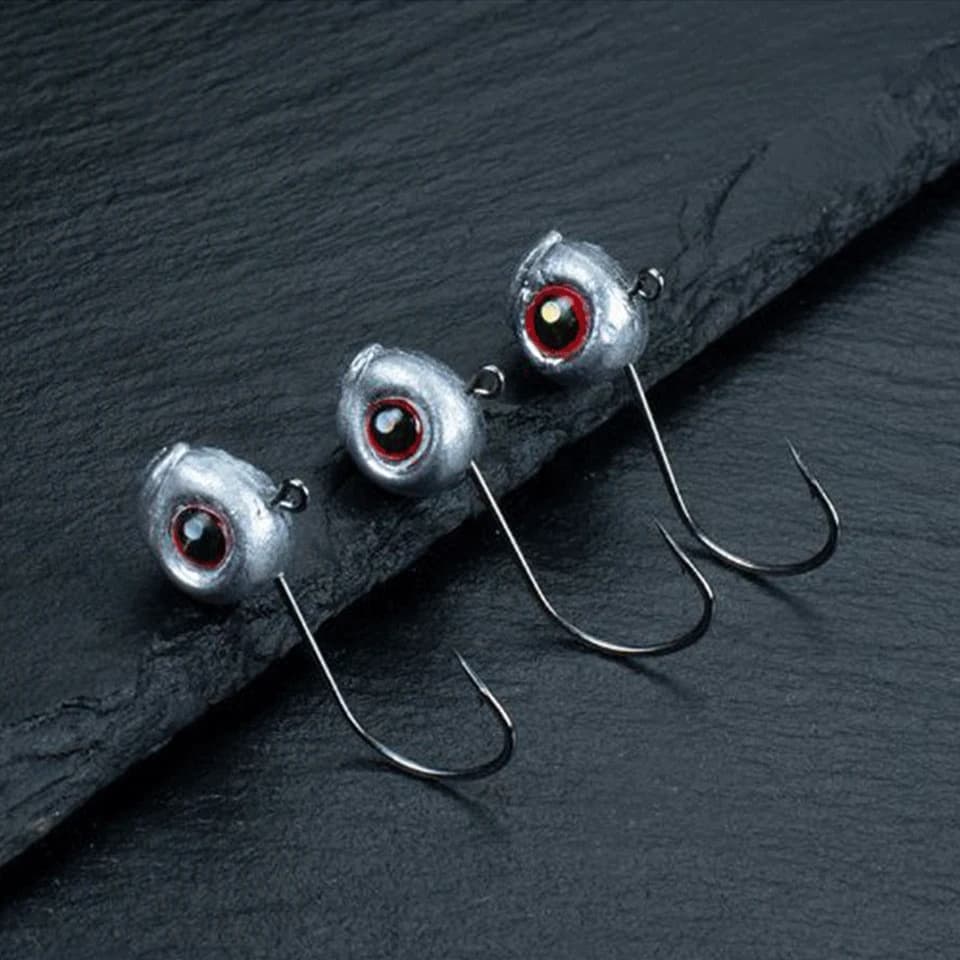 10 hameçons plombés 2.5g 3g 5g avec yeux 3D pour montage Ned rig et leurres souples T-tail