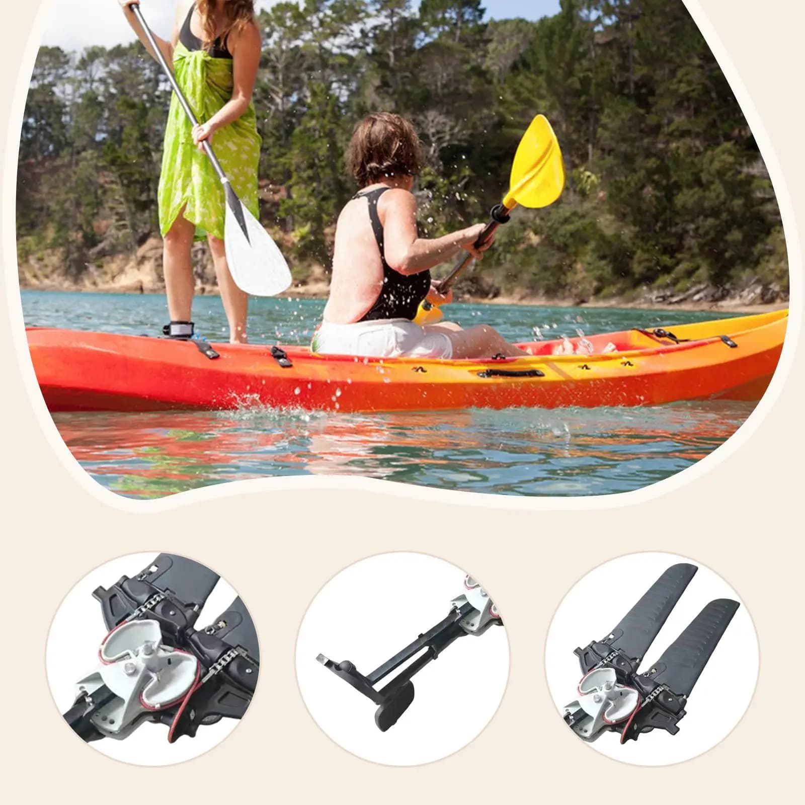 Système de pédalier mains libres pour kayak BOARD facile à monter photographie pêche