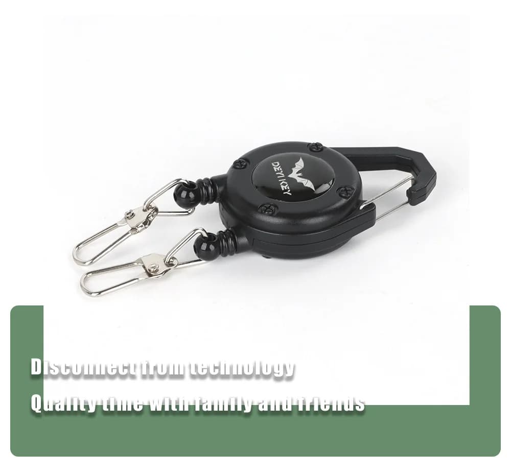 Boucle double pêche à clip télescopique, mousqueton porte-badge et porte-clés facile à tirer