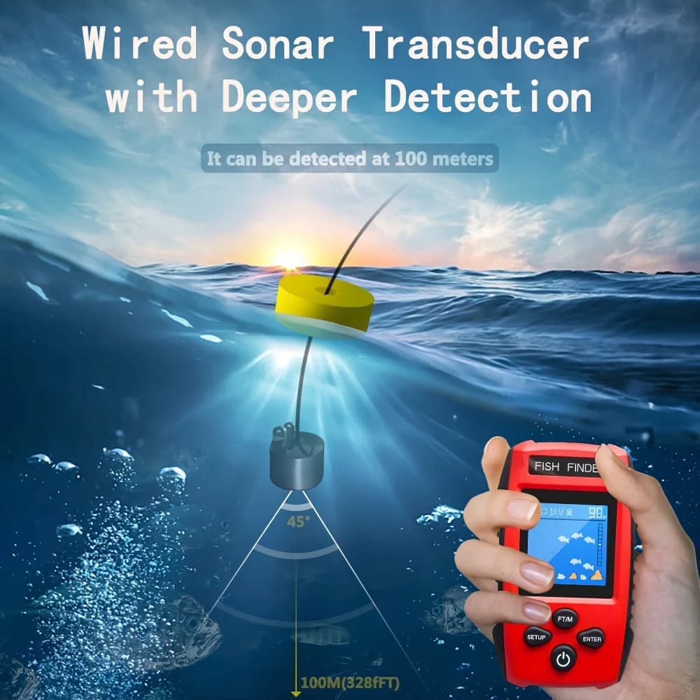 Sonar pêche filaire écran couleur - Transducteur détection profonde pour bateaux kayak pêche mer