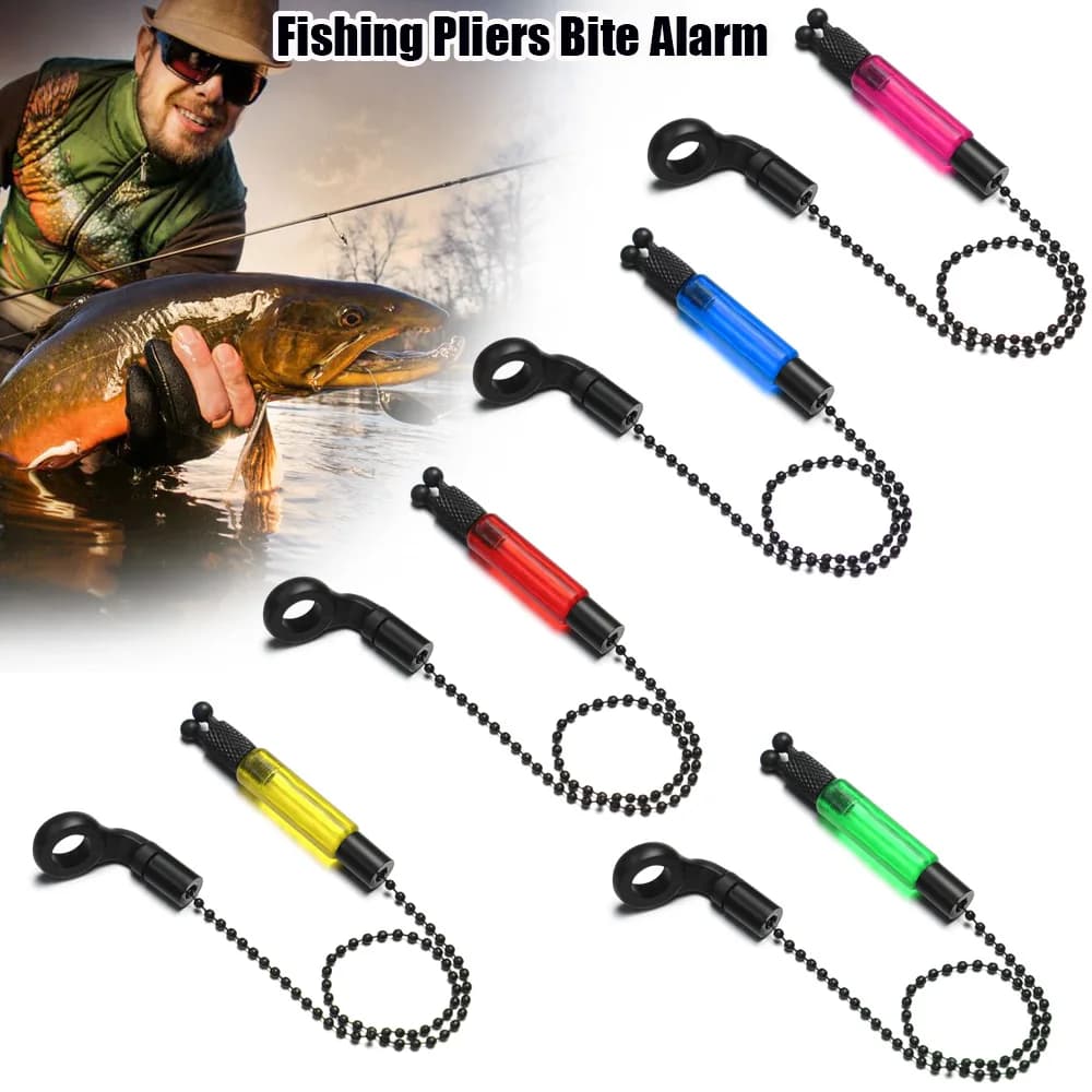 Indicateur de touche carpe avec chaîne en acier - Set d'alarme de pêche 4 couleurs