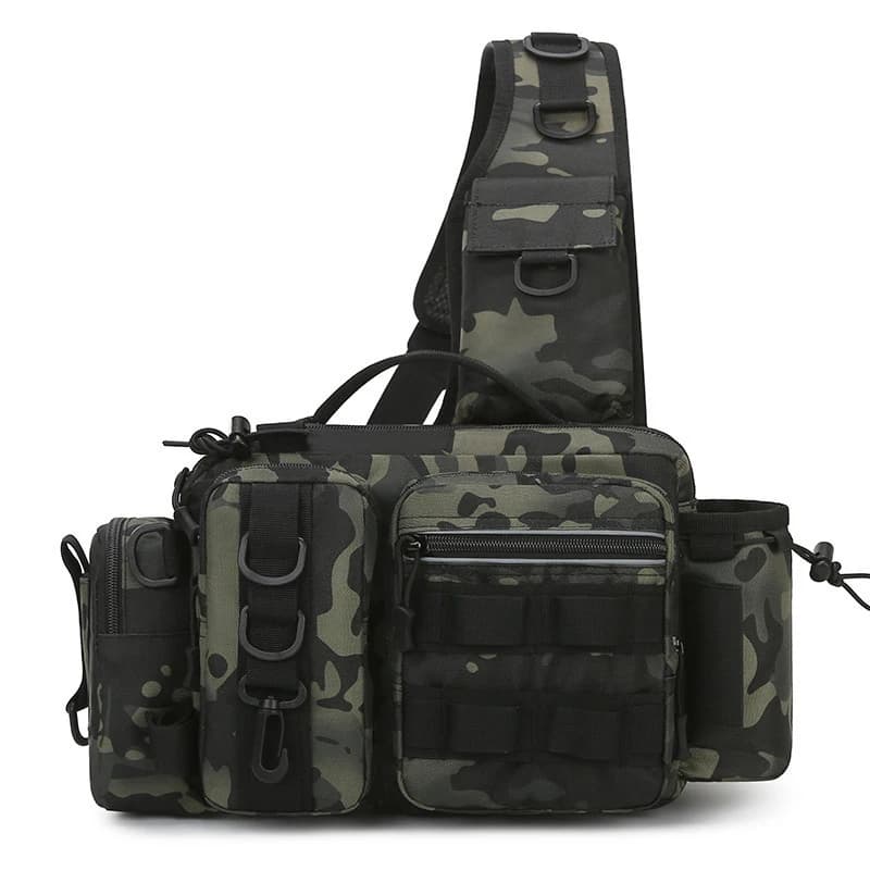 Sac bandoulière tactique pour matériel de pêche - Sac poitrine et ceinture multifonction pour leurres
