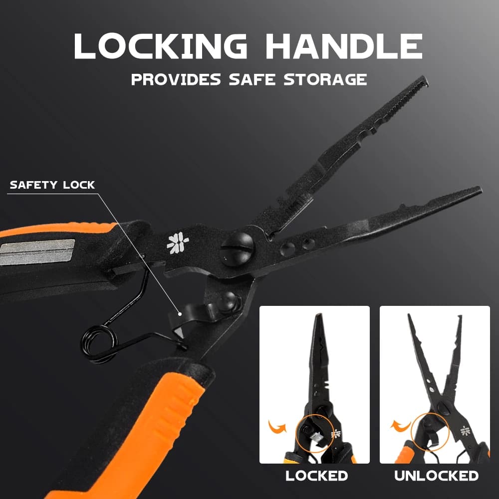 Pinces multifonctions ZUKIBO avec affûteur hameçon - outils pêche inox revêtement PTFE durable