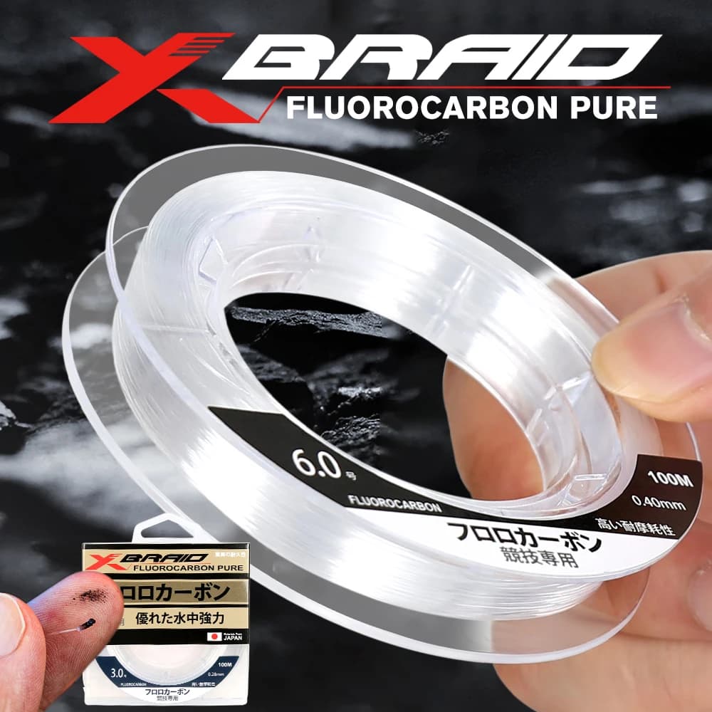 Ligne fluorocarbone 100M 99% carbone invisible pour pêche extérieure - Haute qualité