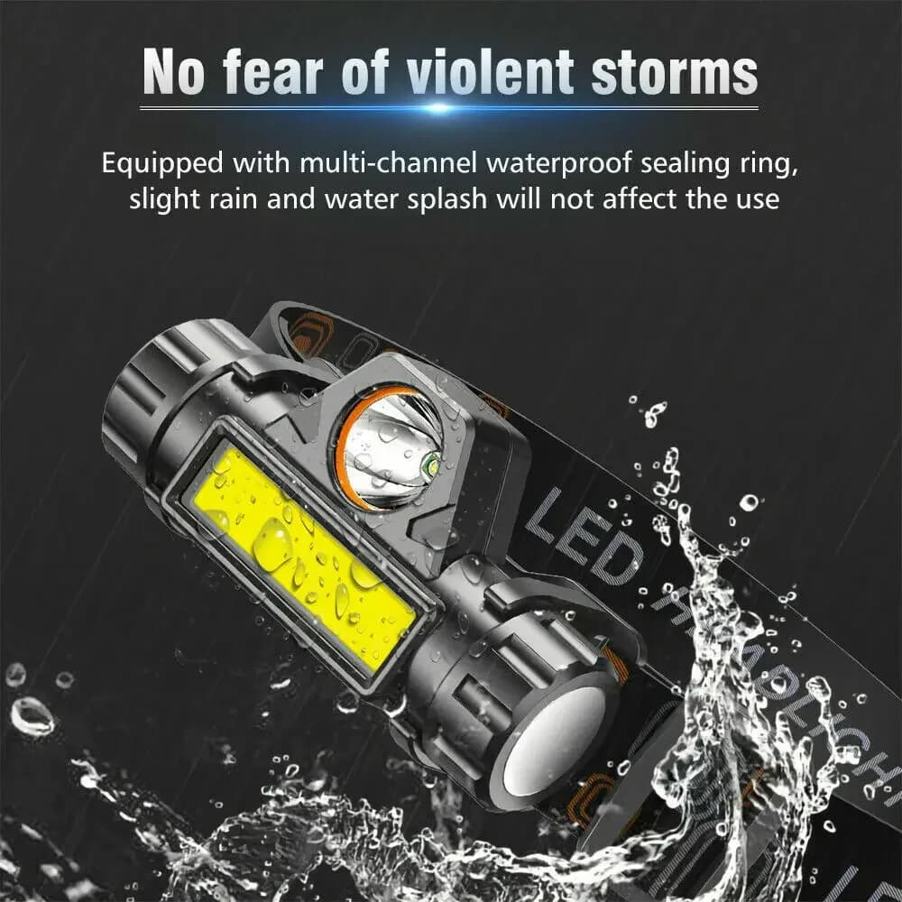 Lampe frontale COB LED rechargeable 1-5 pièces - Aimant puissant pour pêche et activités outdoor