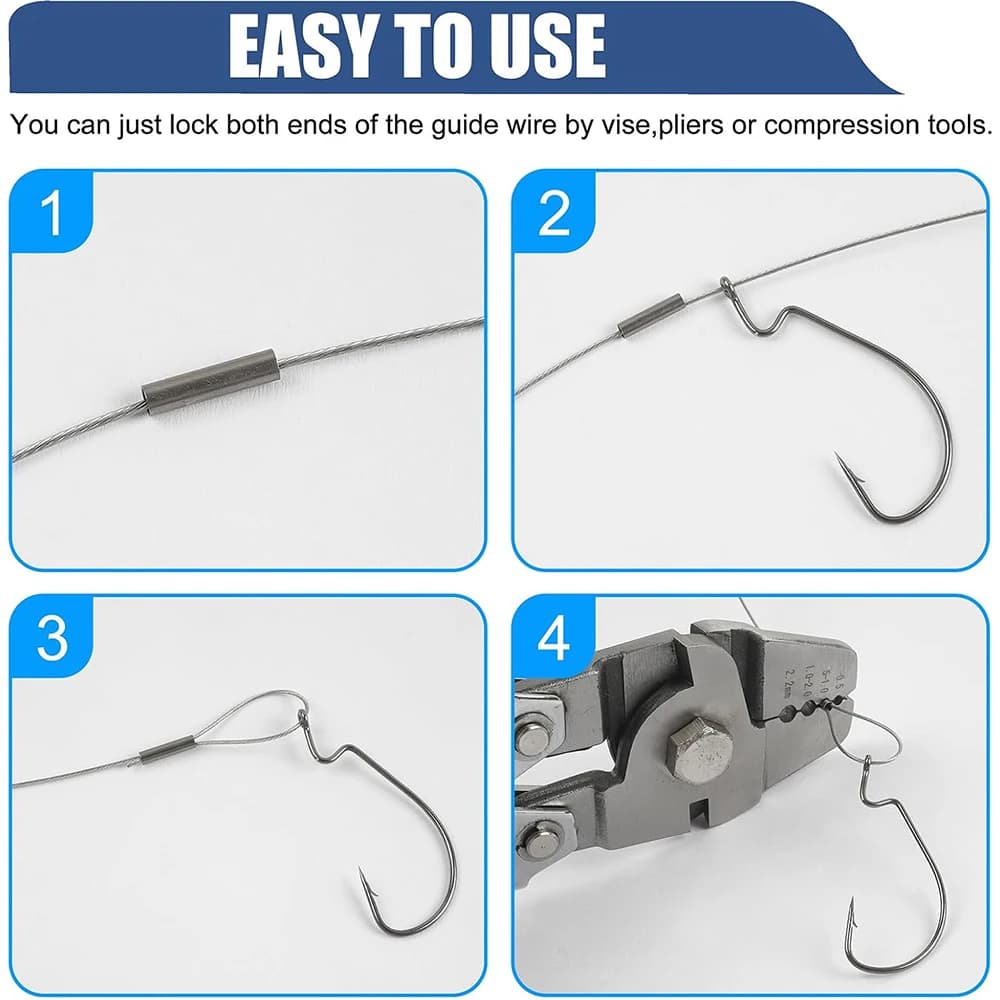 Kit de 100 manchons de sertissage simple pour câble pêche 1.0-3.2#, raccords et accessoires pour ligne en acier