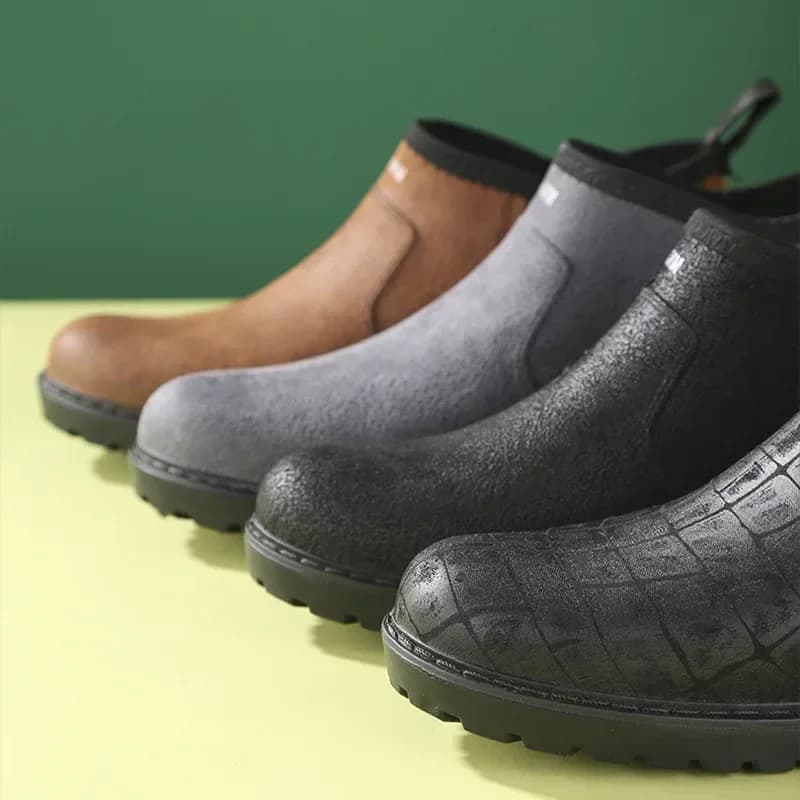 Bottes de pluie cheville homme 2025 mode jardin pêche imperméables caoutchouc tendance