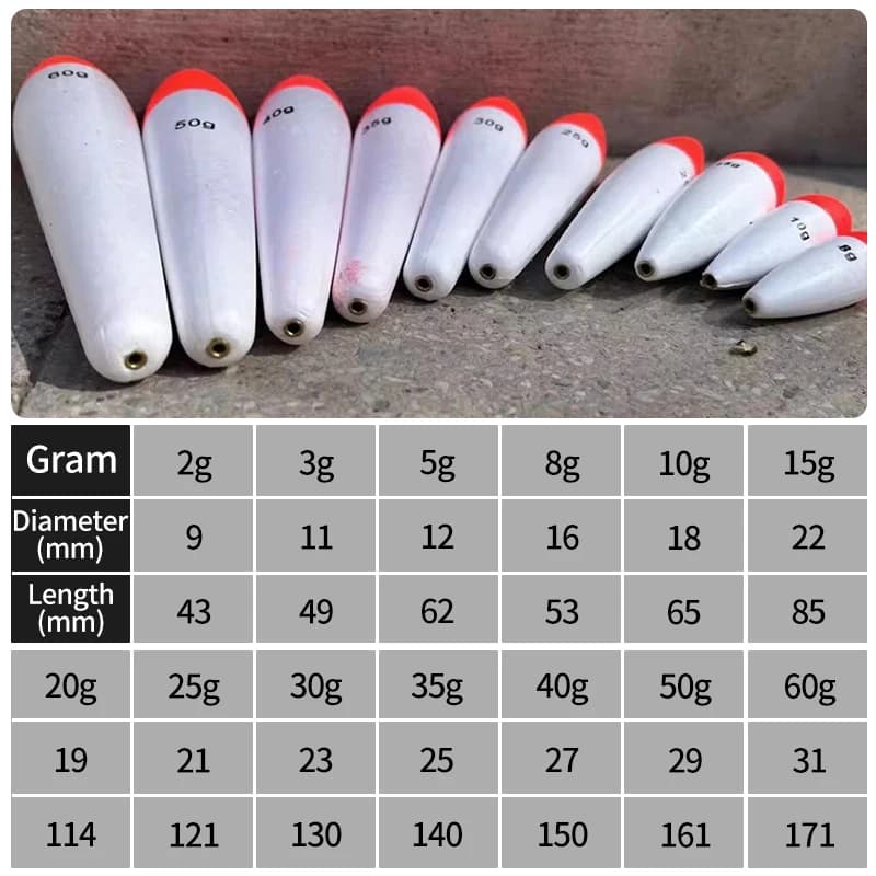 5 flotteurs pêche EVA 2g à 50g - Buoyancy bobber flotador pour pêche au coup et surfcasting