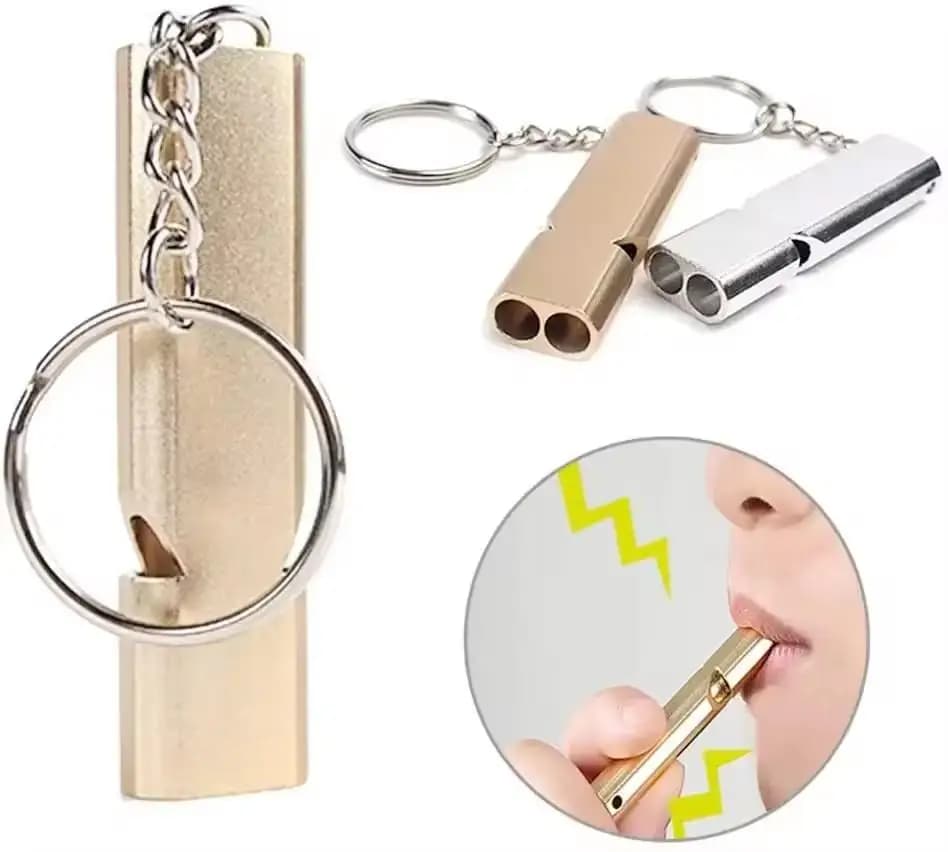 Sifflet survie double tube aluminium - équipement outdoor fréquence dual EDC pour pêche en mer