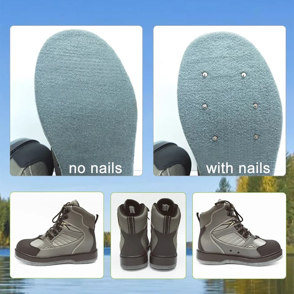Waders pêche à la mouche bottes chasse chaussures montaison semelle feutre caoutchouc antidérapante équipement pêche