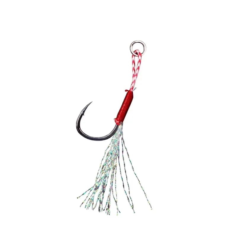 Leurres de jigging assist 10 pièces avec plumes et hameçons barbelés pour pêche lente