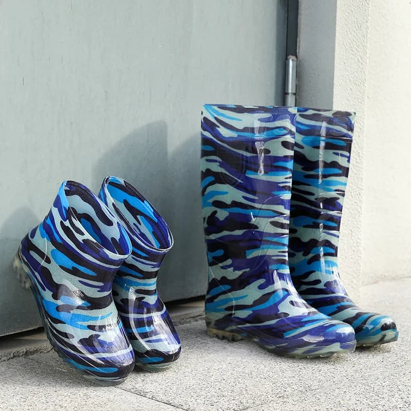 Bottes camouflage militaire haute pêche étanches - Chaussures PVC transparentes anti-dérapantes hommes femmes