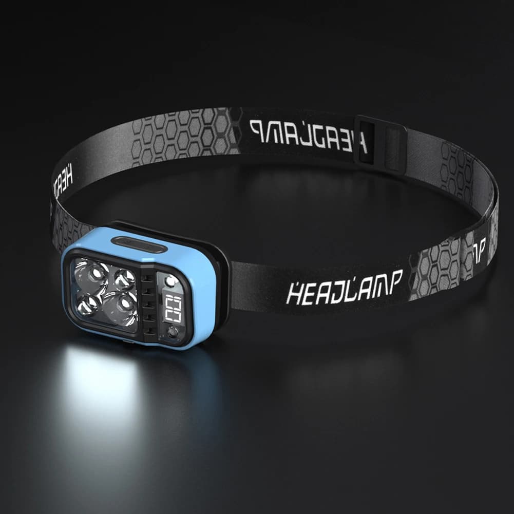 Lampe frontale LED détecteur de mouvement rechargeable Type-C ultra lumineuse randonnée pêche