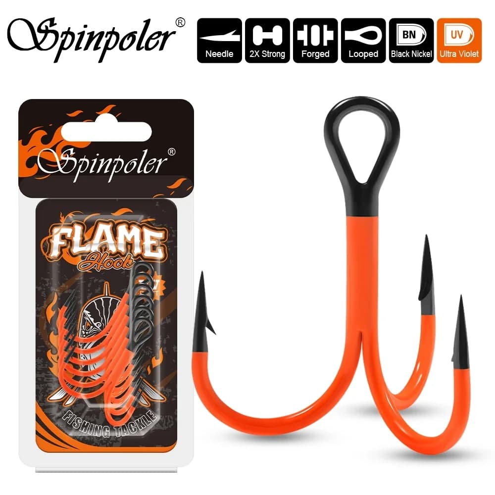 Hameçon triple pêche UV Spinpoler Flame 2X résistance peinture violette leurre souple acier haut carbone pour swimbait