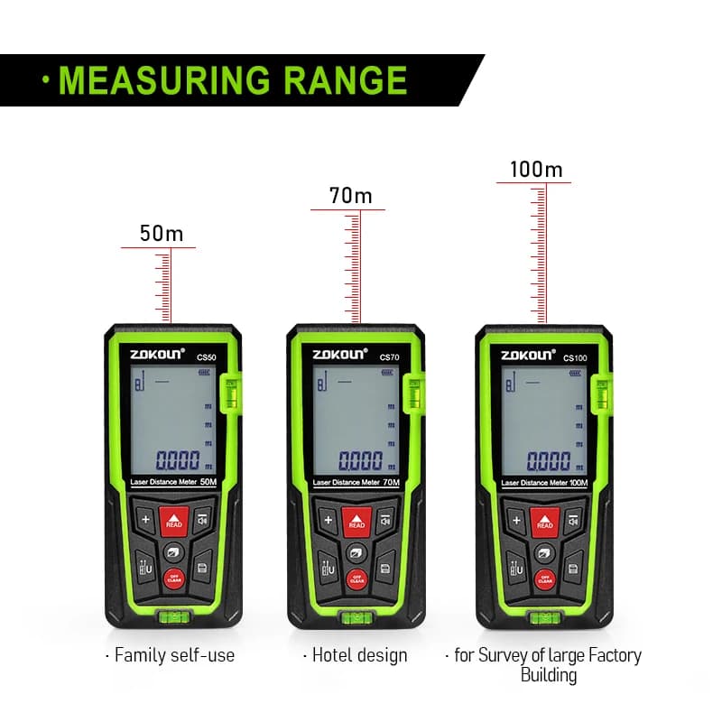 Télémètre laser Zokoun antichoc 50/70/100m avec calcul volume et Pythagore pour pêche précise