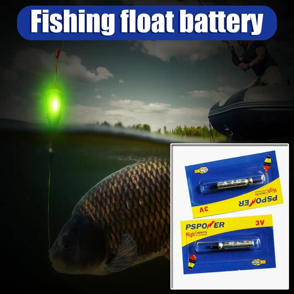 Flotteurs lumineux de pêche de nuit 100 pièces avec chargeur CR425 3V et piles lithium pour
