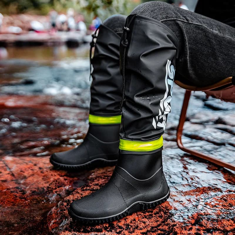 Bottes de pluie genou unisexe légères imperméables antidérapantes pour pêche équitation et activités extérieures