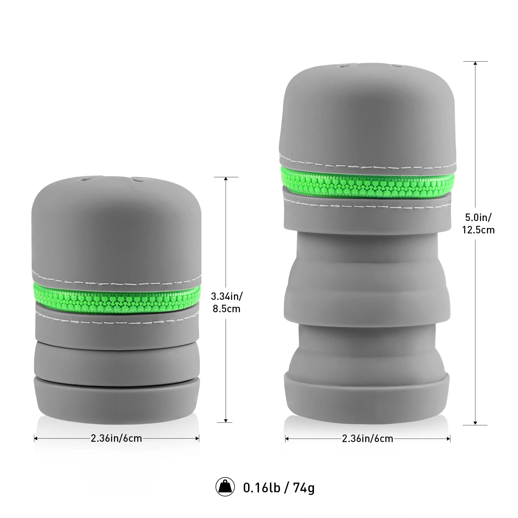 Boîte de pêche pliable en silicone avec fermeture éclair - Poubelle portable multifonction avec mousquetons