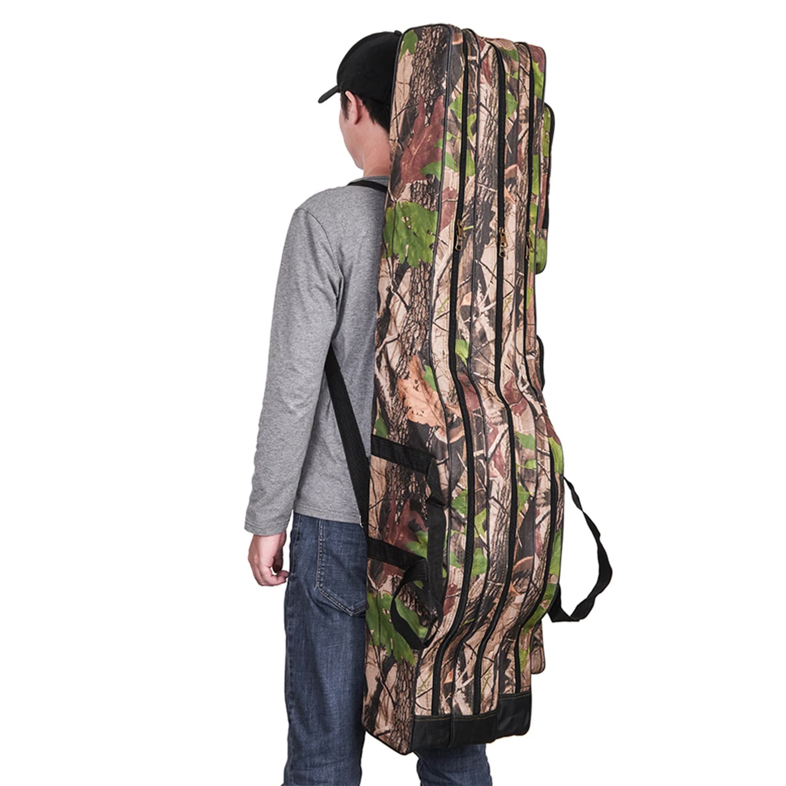 Sac de transport 3 couches pour cannes à pêche pliable - Étui de voyage Doorslay pour matériel complet