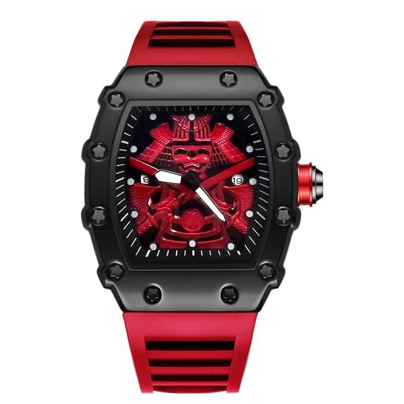 Montre sport homme étanche luminescente silicone - Cadran explosif tonneau avec calendrier