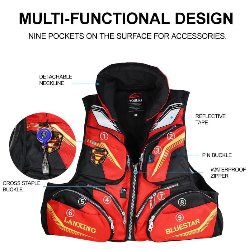 Veste de pêche flottante homme 7,5kg pour sports nautiques et pêche rocheuse en mer