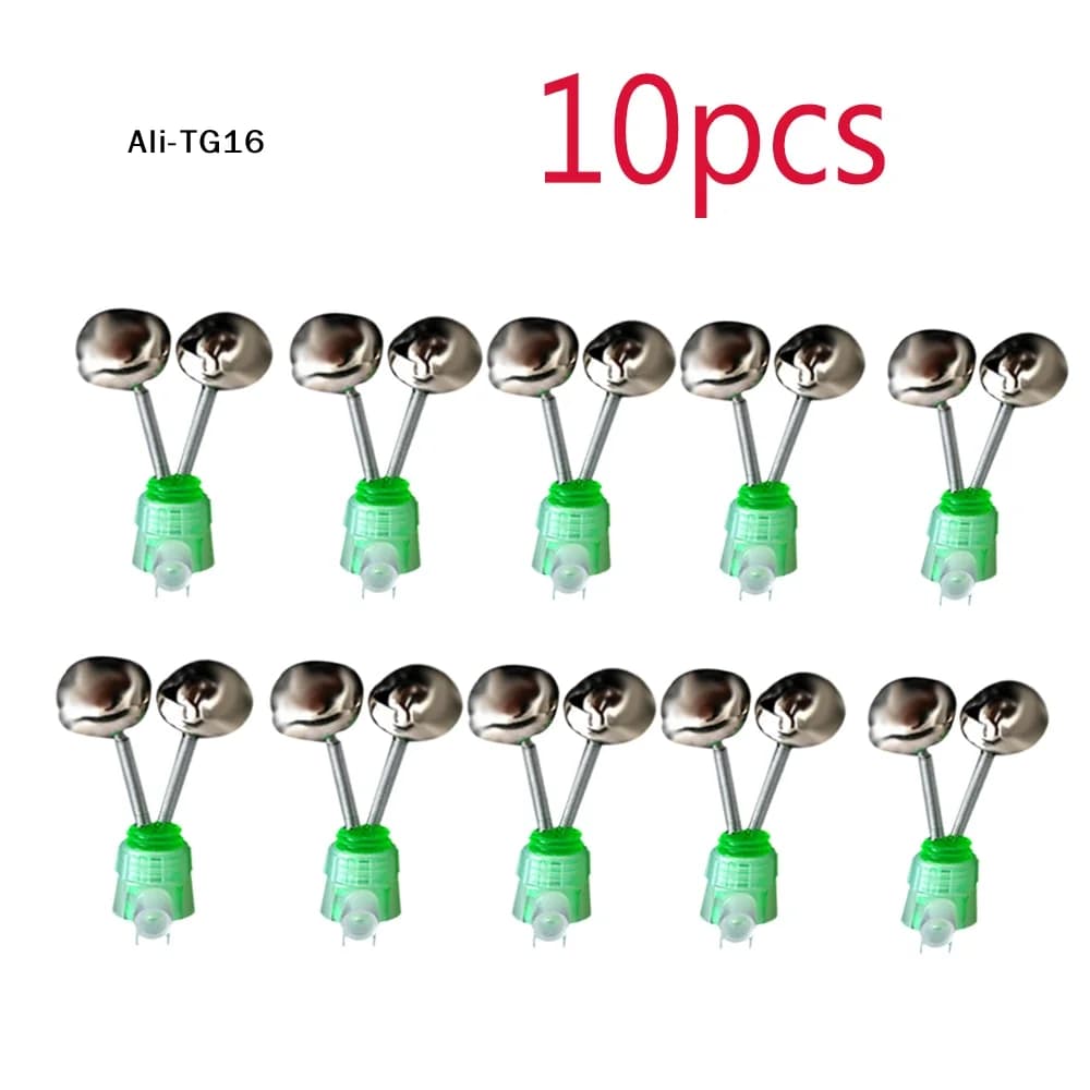 Lot 10 pièces clips spirale double avec cloches morsure pour pêche carpe nuit - Accessoires alarmes morsure