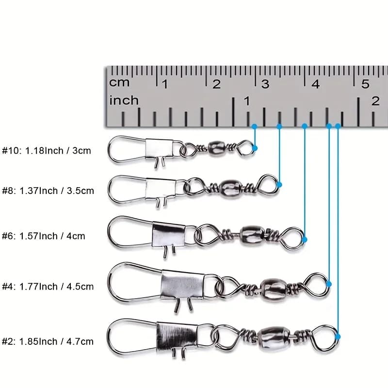 50/200 pièces barrel snap swivels avec roulements à billes pour connexion rapide des leurres pêche