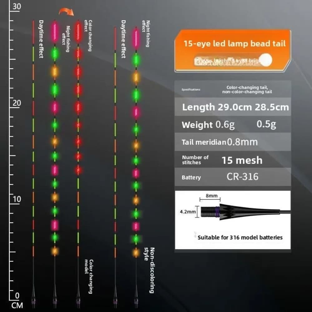 Bouchon lumineux LED ultra sensible pour la pêche de nuit électronique et connecté