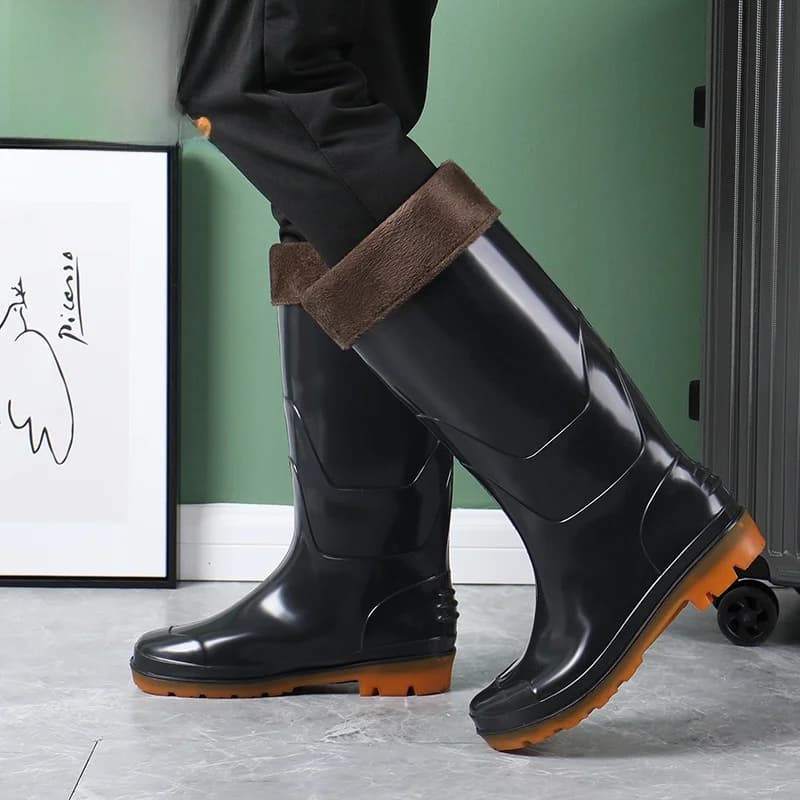 Bottes pêche professionnelles homme caoutchouc épais - Chaussures travail protection chaude mode ronde