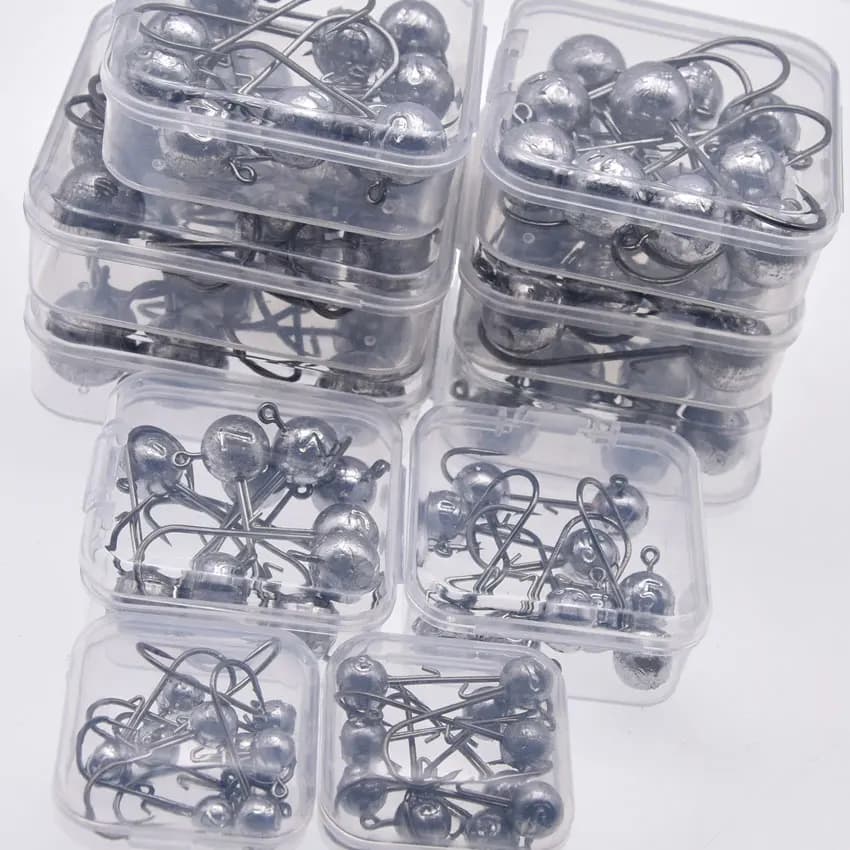 Hameçons pêche leurres souples MrLurion, têtes rondes 1g à 20g pour carnassiers, acier carbone