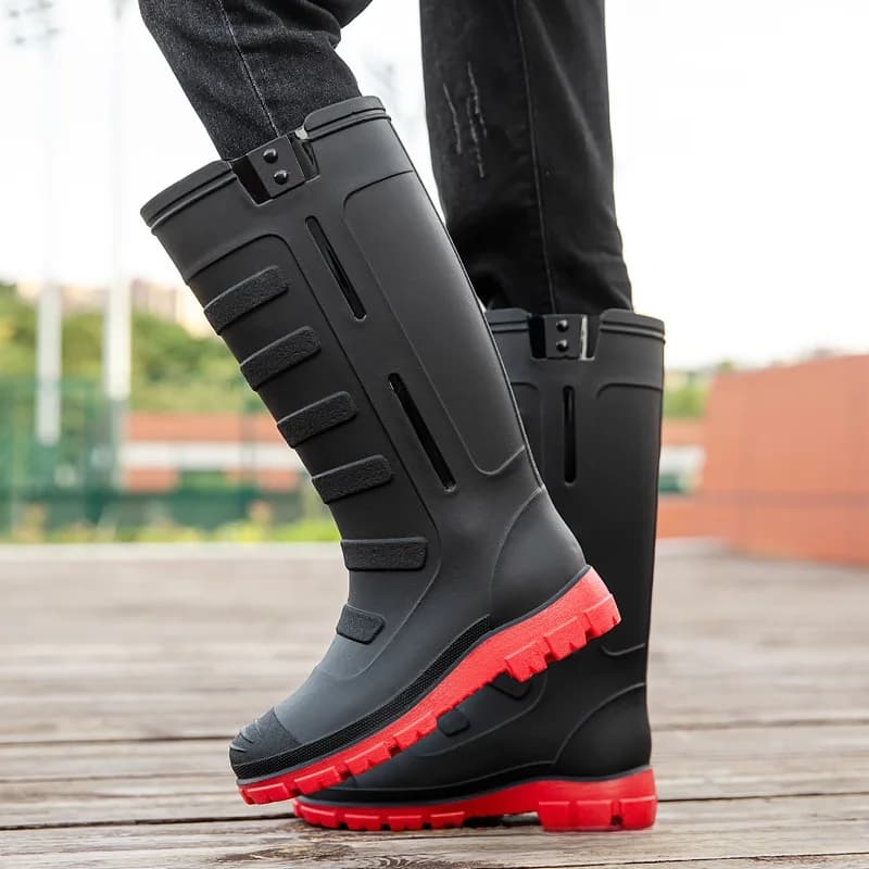 Bottes de pluie homme haute imperméables anti-dérapantes résistantes pour pêche lavage auto