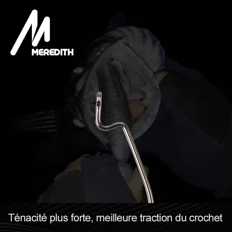Hameçons pour leurres souples Meredith 50 pièces, acier haute teneur en carbone, large super verrouillage, tailles