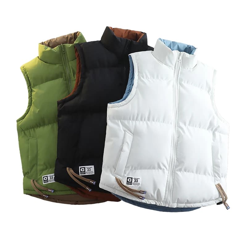 Veste coupe-vent réversible homme pour sports et loisirs, col montant en coton de qualité