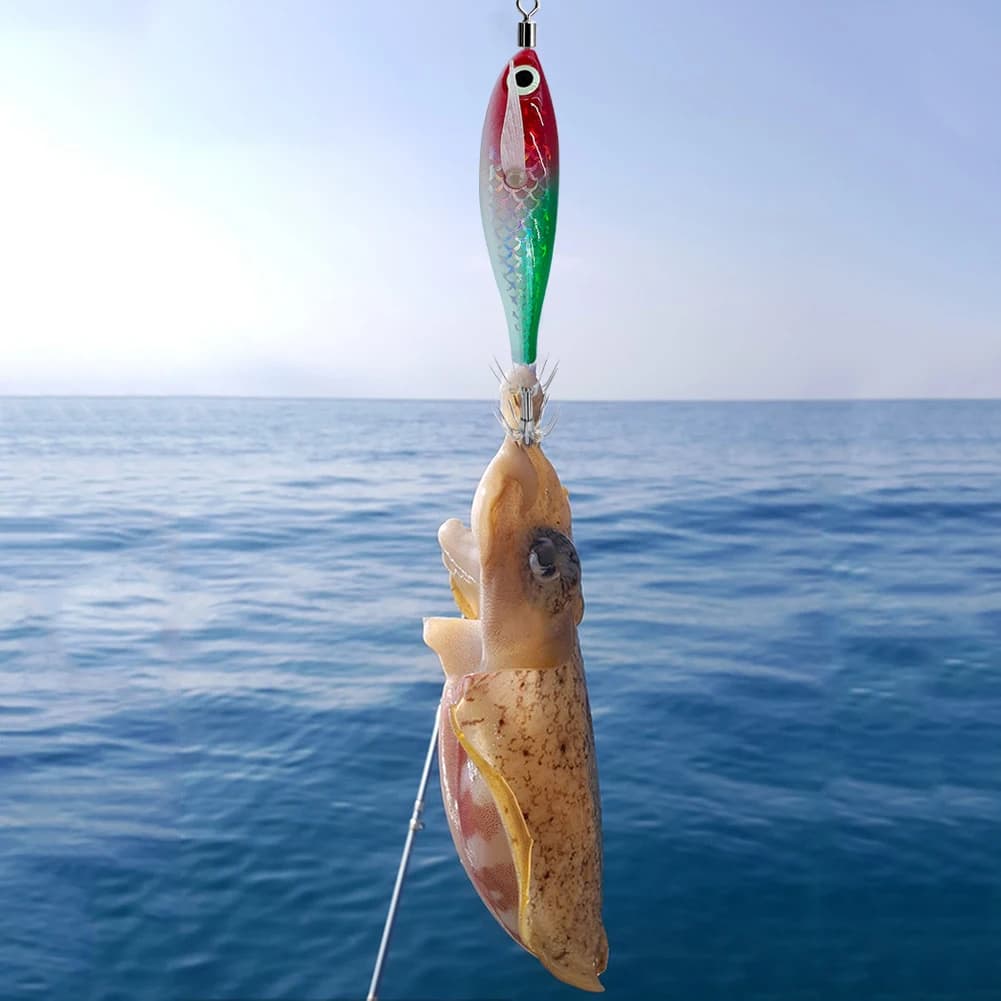 Leurre calamar 3D yeux lumineux - Appât seiche pêche nocturne - Hameçon céphalopodes attractif