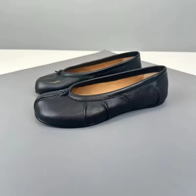 Chaussures tabi luxe cuir PU femme design divisé orteils mules plates pêche élégante
