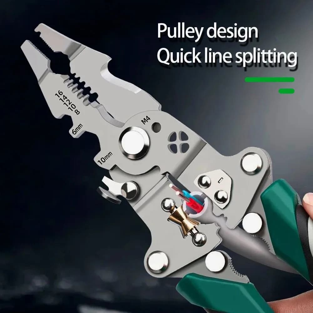 Pince dénudeuse pliable à poulie multifonction pour électricien et pêcheur portable
