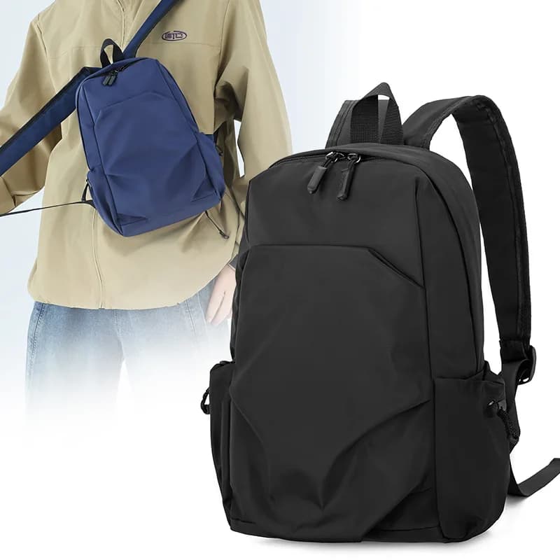 Sac à dos homme noir mini HOMEFISH 2026 imperméable toile école voyage sacoche épaule design